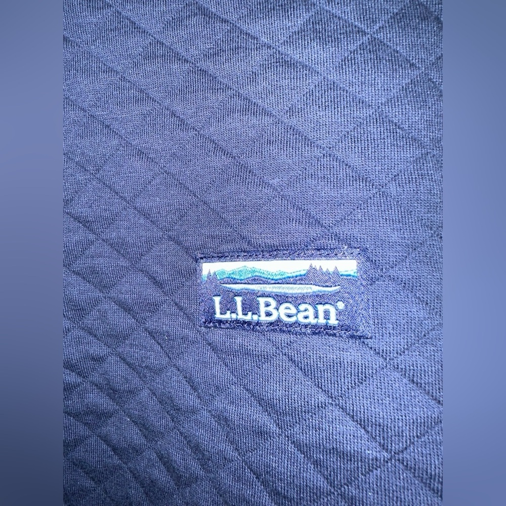 L.L. Bean Quilted Snap Pullover Sweatshirt Navy Blue Size Large - Picture 2 of 10